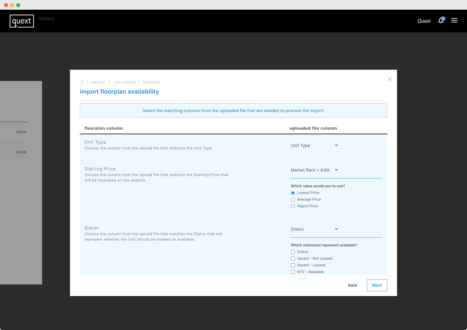 Manage Website Floorplan Availability