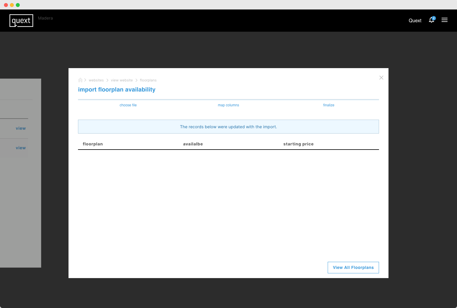 Manage Website Floorplan Availability